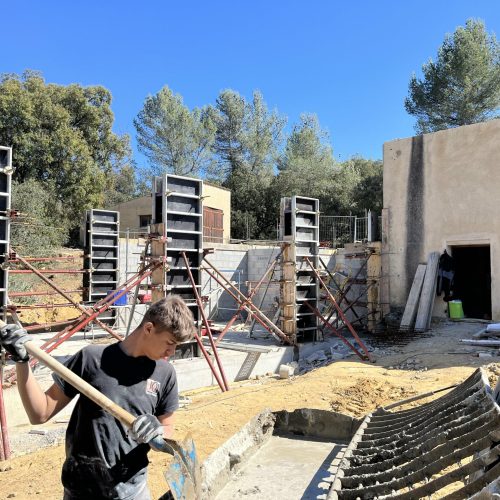 Construction d'une villa entreprise de maçonnerie DETRY Denis.