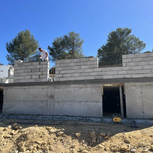 Construction d'une villa entreprise de maçonnerie DETRY Denis.