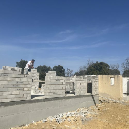 Construction d'une villa entreprise de maçonnerie DETRY Denis.